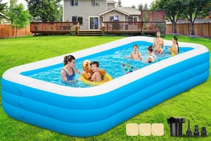 Piscina Inflable Grande con Bomba, 130" X 72" X 22" Gran Tamaño Espesado Blow Up Po - Imagen 1 de 12