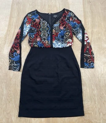 Женское разноцветное платье с длинным рукавом Nicole Miller размер 8 - Изображение 1 из 4