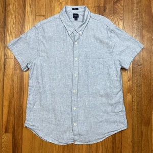 J Crew Leinenmischung Oxford Hemd Herren XL Slim Freizeit Tropical Klassisch Blau - Bild 1 von 14