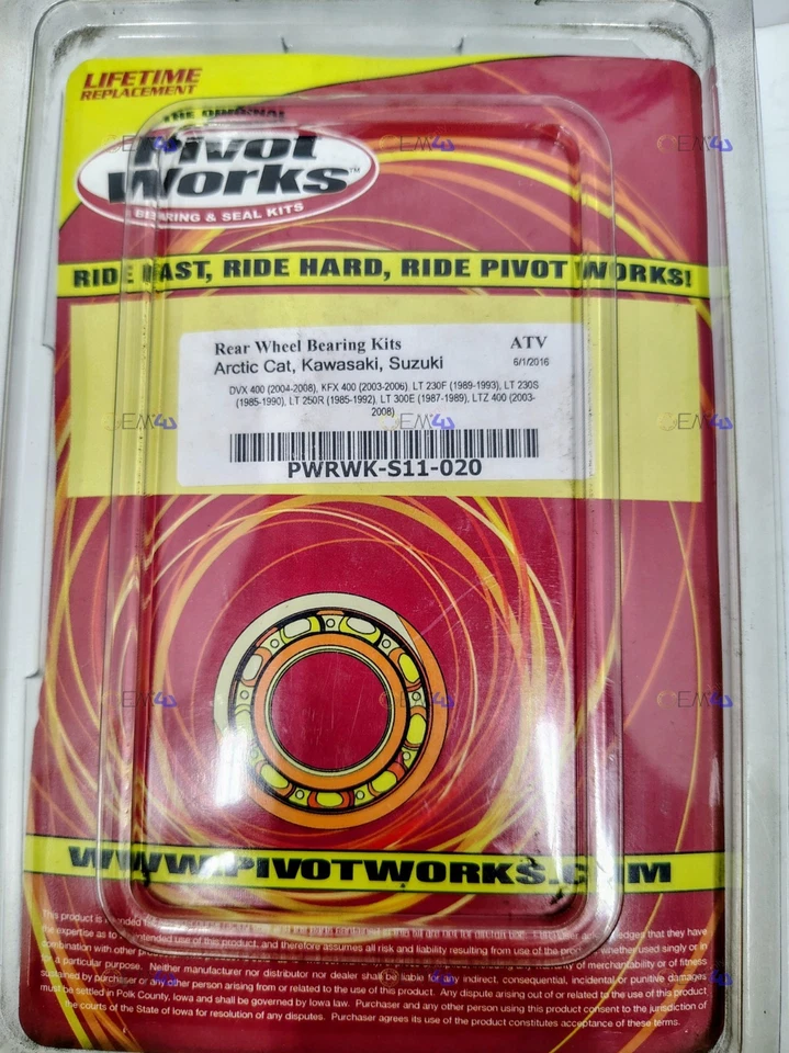 Pivot Works Rear Wheel Bearing Seal Kit LTZ400 KFX400 LT230S PWRWK-S11-020 NOS - Image 1 of 1