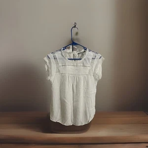 Daniel Rainn Womens White Lace Top Size Petite Medium Back Keyhole Closure NEW - Picture 1 of 12