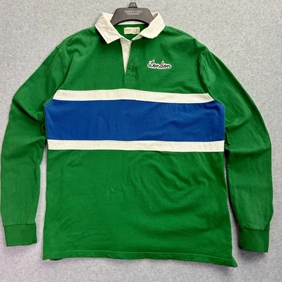 Zara Kids Collection Rugby Shirt 13/14 Green Blue White Long Sleeve Polo - Image 1 of 4