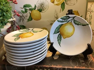 KIRKLAND’S HOME ~ (10) 6,25” Porzellan Dessertteller ~ Zitrone 🍋 & Greenery Motiv - Bild 1 von 4