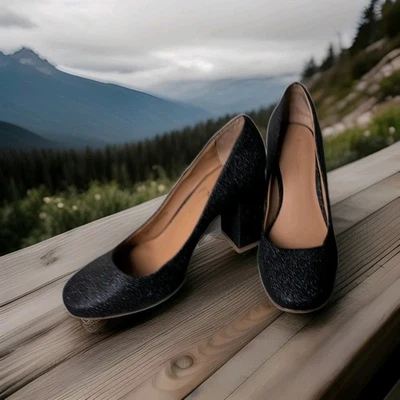 Zapatos de tacón ANTHROPOLOGIE para mujer 8 Marin 3,5" azul EE. UU. brillo tacón bloque Foto 1 de 4