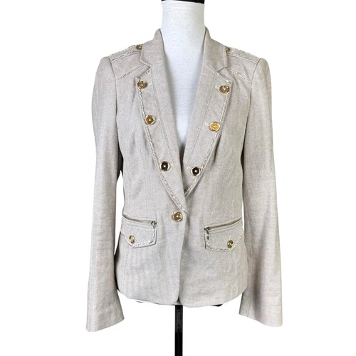 VETEMENTS Giacca blazer militare White Ho Black Market WHBM 10 marrone bianco spina di pesce