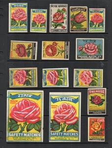 Matchbox Labels early Made in INDIA different varieties of Roses + packet labels - Picture 1 of 1
