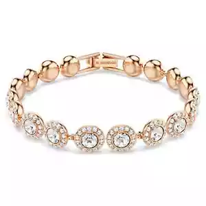 Swarovski Una Angelic Tennis Bracelet Round Cut, Pavé, Medium, Rose Gold-Tone - Picture 1 of 6