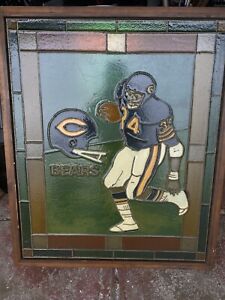 RARE WALTER PAYTON STAINED GLASS  38 x 32