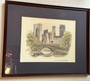 Vtg Central Park New York. Mostoff Lithograph Art Framed - Picture 1 of 11