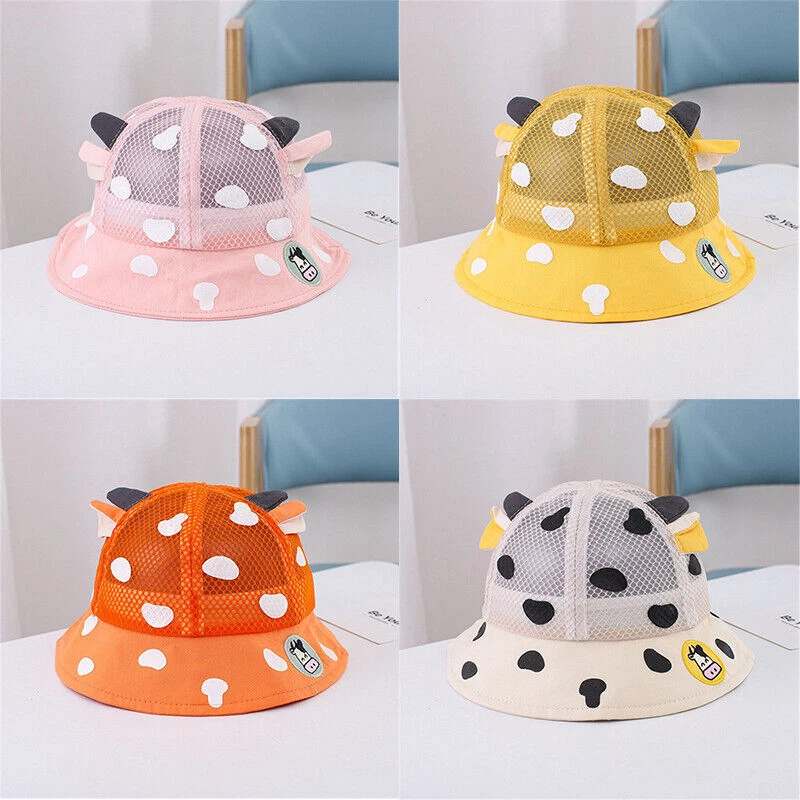 女孩男孩 1-4 岁网牛蓝绿色黄帽渔夫帽太阳婴儿幼儿 — 第 1/4 张图片