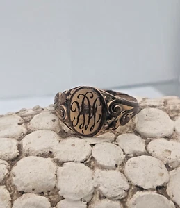 Men's Antique 1880s VICTORIAN 14k GOLD FILLED SHELL Monogram SIGNET RING read! - Picture 1 of 13