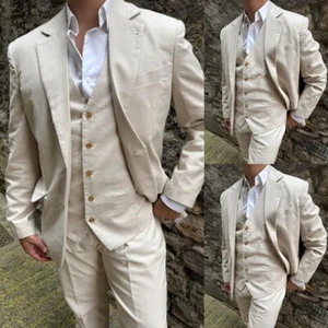 Business Men's Suits 3Pcs Tuxedos Formal Tuxedos Evening Dinner Jackets Coat - Picture 1 of 13