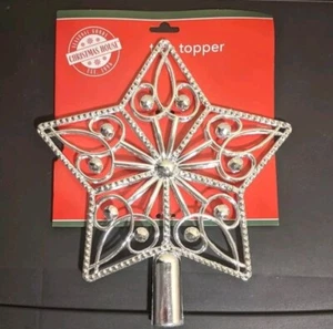 Christmas Tree Topper Holiday Festive Winter Silver Star 8.27" High NEW - Picture 1 of 4