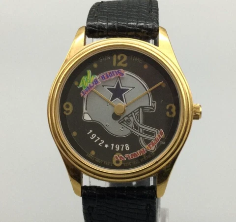 Vintage Dallas Cowboys NFL Super Bowl Watch Unisex 70's Gold Tone New Battery Cover