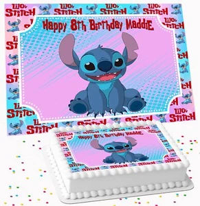 STITCH PERSONALISED BIRTHDAY PARTY EDIBLE ICING COSTCO CAKE TOPPER ST-12 - Picture 1 of 7