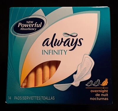 2007 Always Infinity Overnight Sealed Box Of 14 -  RARE 1st Always Infinity Pads - Image 1 of 4