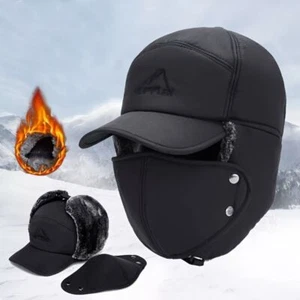 Men Women Winter Warm Knitted Hat Outdoor Snow Ski Ear Flap Mask Waterproof Cap - Picture 1 of 14