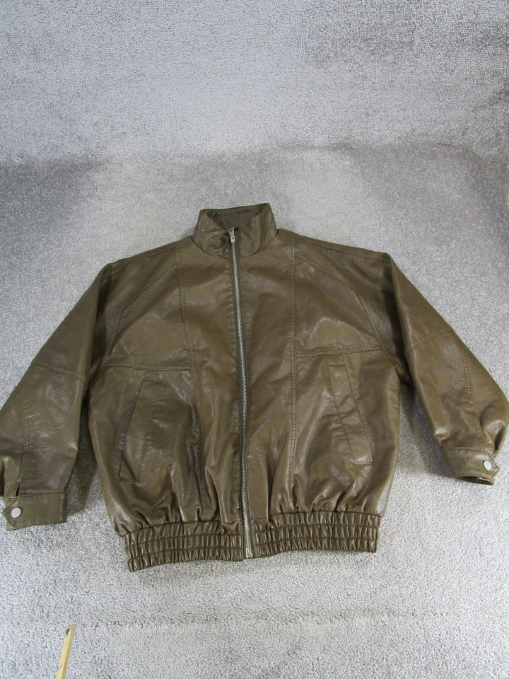 Topshop Jacket Womens Xs Us 0-2 Brown Faux Leather Vintage Look - Image 1 of 4