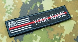 PARCHE DE POLICÍA CON BANDERA DE EE. UU. DE TEXTO DE NOMBRE PERSONALIZADO 4 X 1" P152 - Imagen 1 de 1