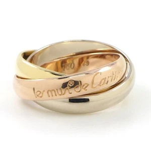 Cartier Ring Trinity 3 Rows Triple Bands 750(18K) Three-Color Gold #49 US4.75 - Picture 1 of 9