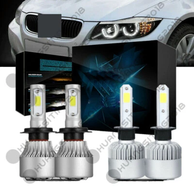 FOR 2006-2008 BMW 3-SERIES E90 - BLACK PROJECTOR LED HEADLIGHTS BULBS COMBO US - Image 1 of 4