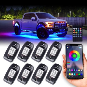 Kit de luces de roca LED 8 vainas RGB colorido resplandor inferior luz de neón IP 68 impermeable - Imagen 1 de 7