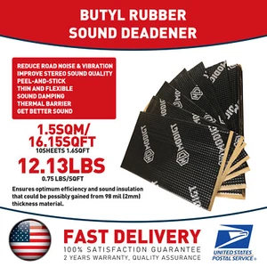10pc 20"x12"Car Butyl Sound Deadener Insulation Proofing Noise Self-Adhesive Mat - Picture 1 of 7