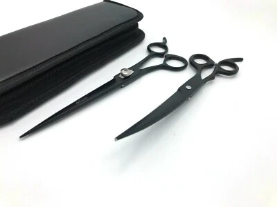 Professional Pet Grooming CURVED Scissors + STRAIGHT CUTIING SHEARS SET J2 8.5” - Image 1 of 4