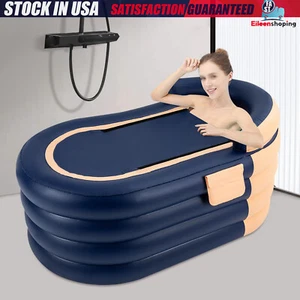 Portable Ice Bath Tub PVC Inflatable Hot Bathtub SPA Massage Athletes Outdoor - Picture 1 of 17