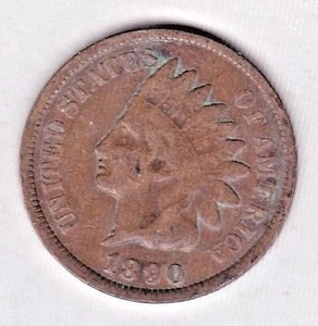 CENTAVO CABEZA INDIA 1890 en MUY BUEN ESTADO :~ VER EL ESCANEO stk 90-2 - Imagen 1 de 4