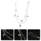 Gothic Punk Pants Jeans Waist Chain with Cross Butterfly Pendant Jewelry Belt