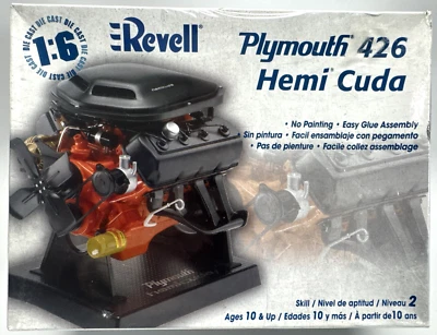Revell Plymouth 426 Hemi Cuda 1:6 Die Cast Engine Sealed - Image 1 of 4