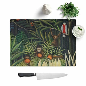 Affen und Papageien im Urwald von Henri Rousseau Schneidebrett Glas - Bild 1 von 5