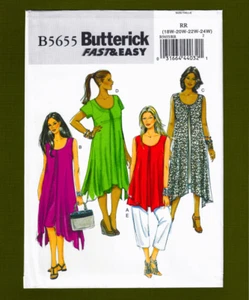 Easy Pullover Top & Dress Sewing Pattern~Loose Fit (Size 18W-24W) Butterick 5655 - Picture 1 of 8