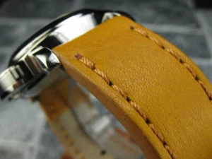 Nuevo 26 mm GRANDE Suave Cuero VACA Correa Marrón Mostaza Reloj Banda PANERAI Marrón - Imagen 1 de 8
