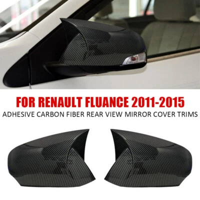 For 2011-2015 Renault Fluence 2X Carbon Fiber OX Horn Rearview Mirror Cover Trim - Image 1 of 4