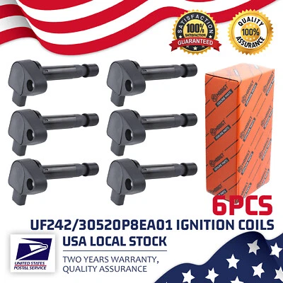 Fit For 1999-2011 Acura CL EL MDX RL TL, Ignition Coil UF242 30520P8EA01 6PCS - Image 1 of 4