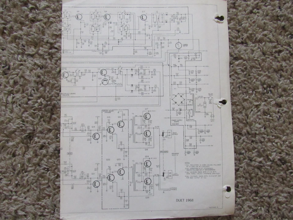 Harman Kardon Duet 1968 esquemas de servicio originales Foto 1 de 1