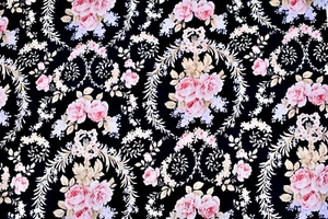 Cameo Pink Roses Fabric,Black,White Floral Vines,Pink Roses,Cotton,43"x36"Joanns - Picture 1 of 1