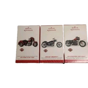 Lot 3 Hallmark Harley Davidson Motorcycle Milestones #15-17 Christmas Ornaments - Bild 1 von 9