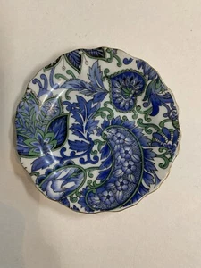 "Plato/platillo Royal Paisley Arnart 5th Ave #2507 4"" azul verde". V140 - Imagen 1 de 7