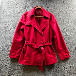 Target Jacket Womens Size 10 Red Lightweight Double Breasted Long Sleeve Tie - Picture 1 of 14