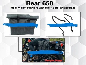 Genuine Fit Royal Enfield Bear 650 SOFT PANNIER BAGS WITH MOUNTING RAILS BLACK - Picture 1 of 6