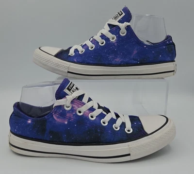 Converse All Star Low Top Satin Galaxy Womens  8 Purple Blue Sneaker (E3) - Image 1 of 4