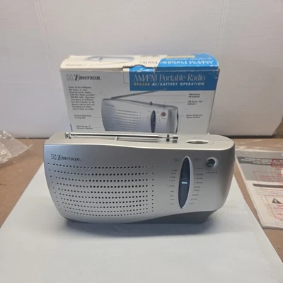 Emerson RP6288 AM/FM Portable Antenna Radio Silver - Image 1 of 4