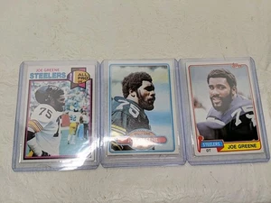 1979, 1980, 1981 Topps - Joe Greene - PITTSBURGH STEELERS Card Set Of 3 - Bild 1 von 3