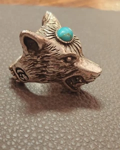 GUCCI ANGER FOREST Wolf Head Ring AG925 Turquoise Silver 20 Made in Italy  - Picture 1 of 24