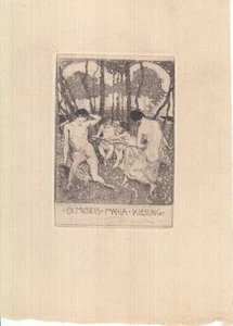 Exlibris Bookplate Radierung Karl Otto Speth 1890-1925 Akt Jugendstil - Bild 1 von 1
