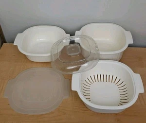 Juego de 5 tapas apilables vintage de utensilios de cocina para microondas Rubbermaid - Imagen 1 de 18