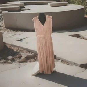 Fairy core Curv Size 26 Dress Gown Café Au Lait Maxi Tulle Prom Wedding Formal - Picture 1 of 4